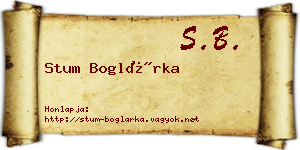Stum Boglárka névjegykártya